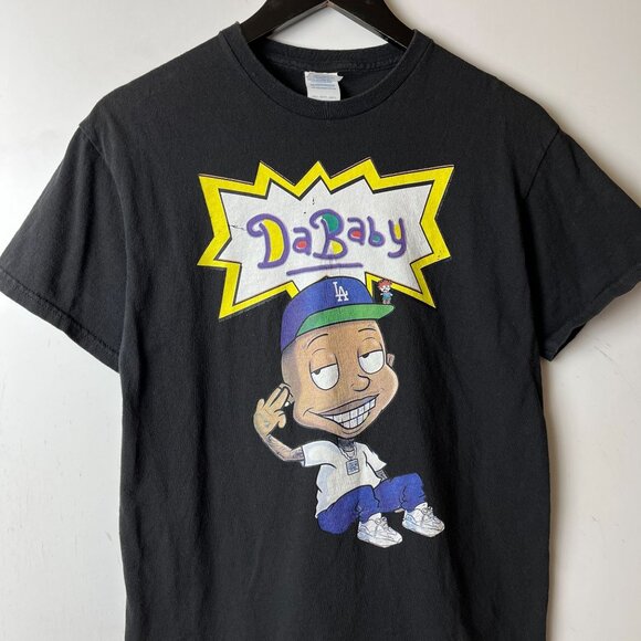DaBaby Rap Tee T Shirt Black Medium M Rugrats Cartoon Graphic Tee 100% Cotton - Picture 9 of 11